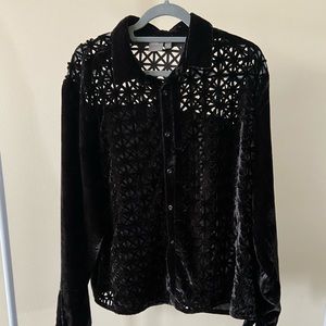 Crochet Black Velvet Shirt
